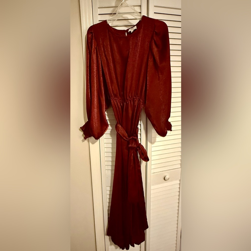 Umgee Red Wine Long-Sleeve Dress